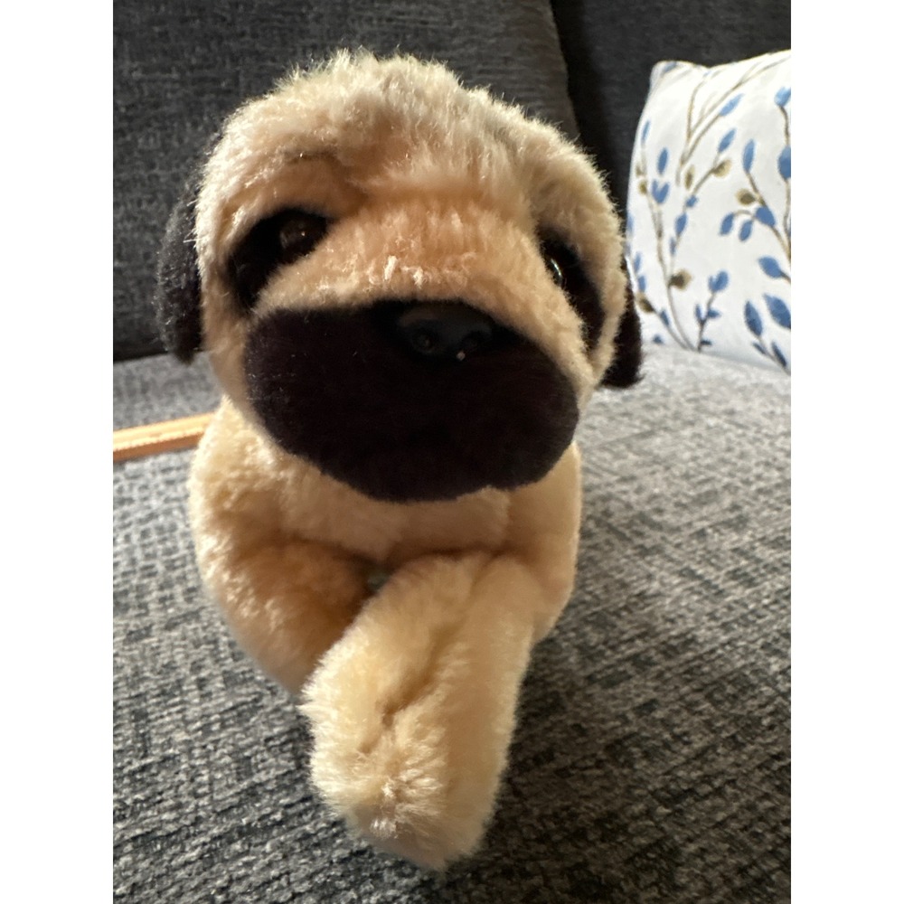 Ganz Pug Plush Stuffed Animal Tan Black‎ Puppy Dog Lying Down Toy 86192